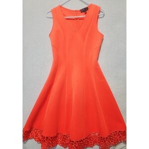 Donna Ricco Bright Orange Sleeveless Fit-and-Flare Dress